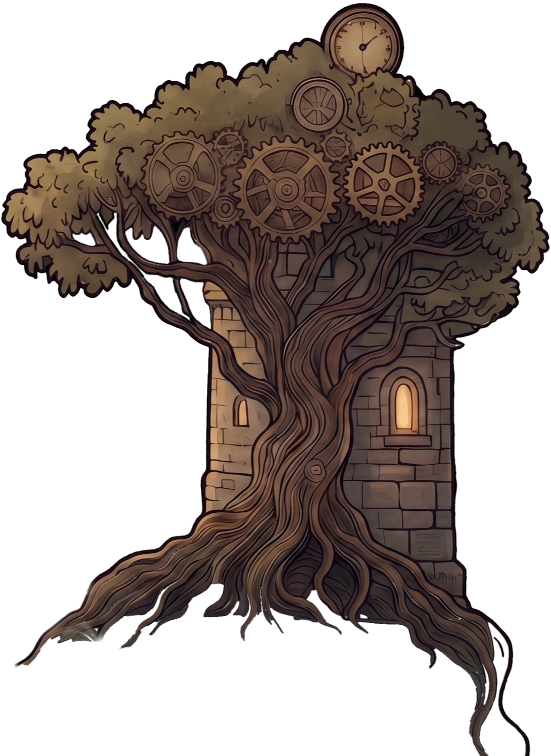 A knowledge tree filled with gears